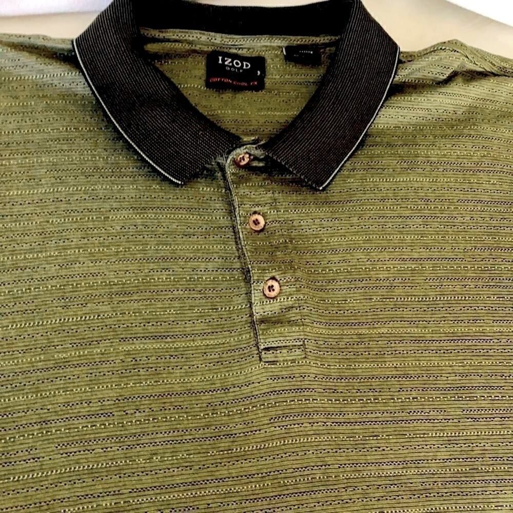 Izod Men’s XL Golf Shirt Cotton Cool - FX Olive Green Color.